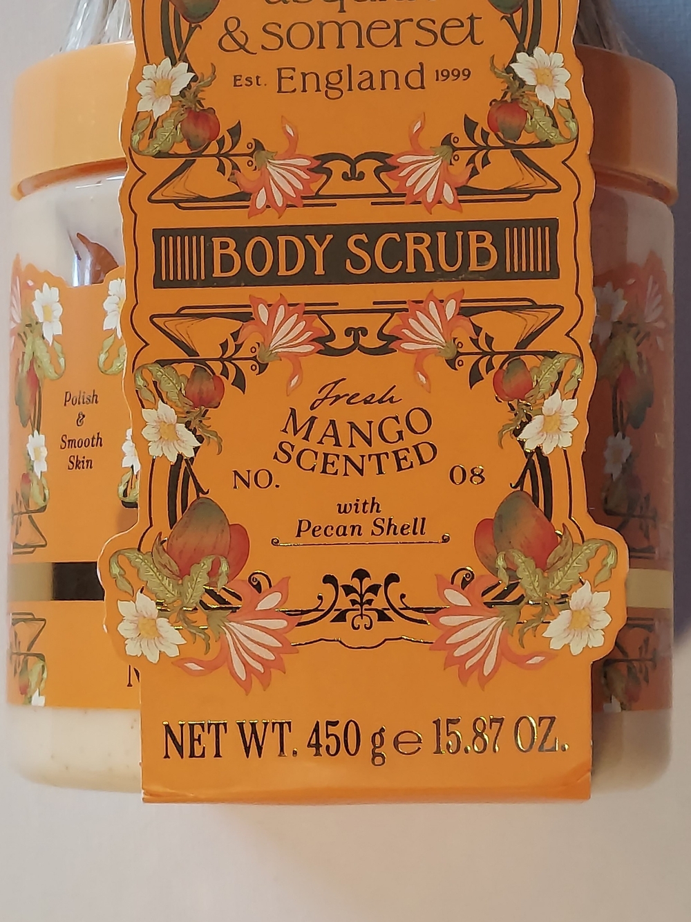 Asquith & Somerset Mango Body Scrub With Exfoliating Brush.